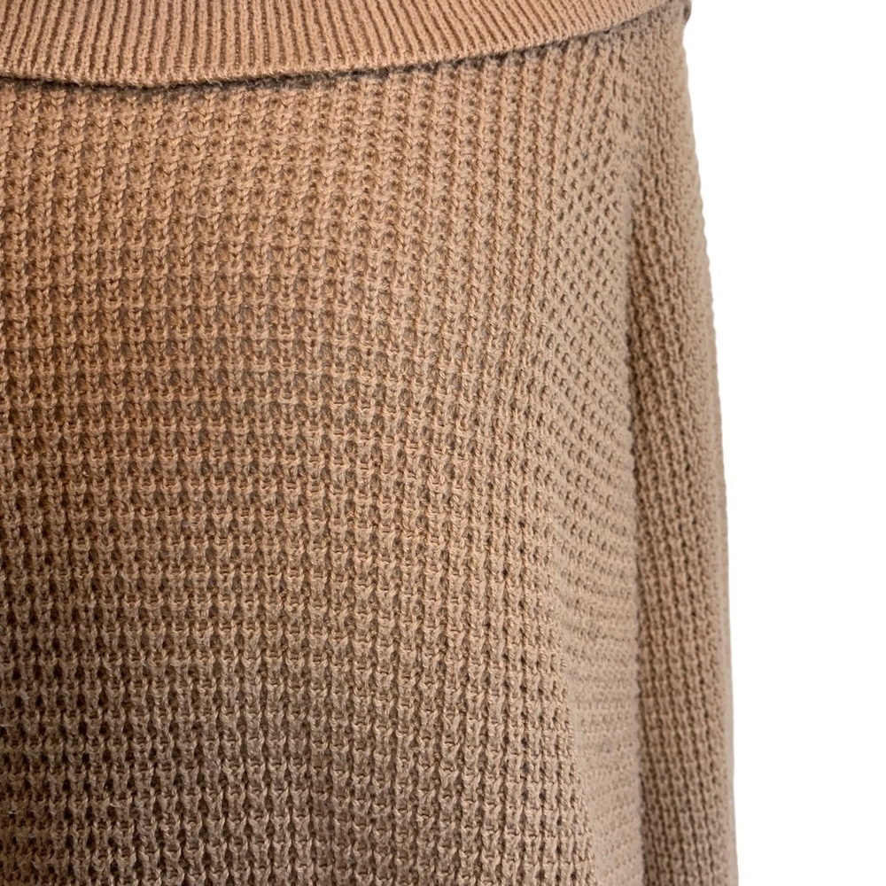 MICHAEL by Michael Kors Tan Neutral Knit Fold Over Cowl Neck Oversized Sweater L - Picture 3 of 8